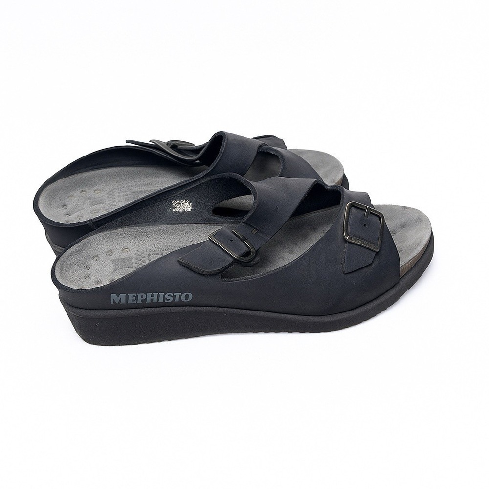 Mephisto Women's Black Adjustable Double-Buckle Sandals